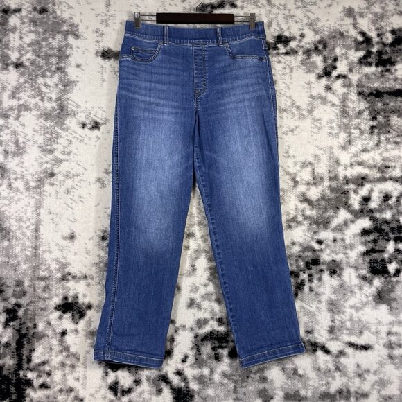 Spanx Pull On Jeans Womens Size Extra Large‎ Medium Wash High Rise Stretch - Picture 1 of 16